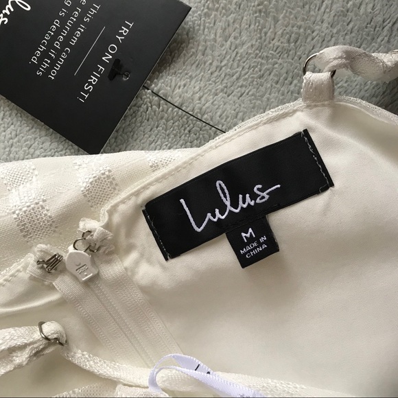 NWT Lulus Holding On White Plaid Mesh Midi Dress - Picture 2 of 11